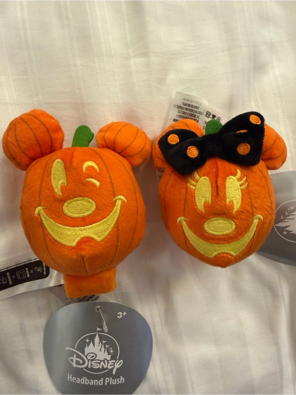 Disney Pumpkin Mickey & Minnie Headband Plush Set - Orange